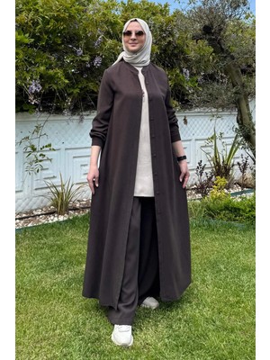 Rabia Şamlı Başak Pantolonlu Takım Kahve