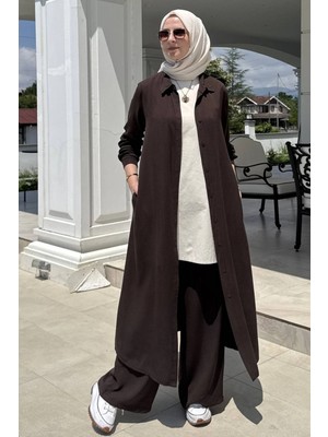 Rabia Şamlı Elif Pantolonlu Takım Kahve