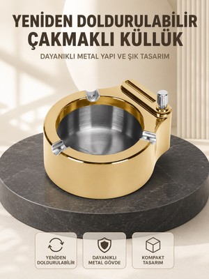 Kyops Yeniden Doldurulabilir Çakmaklı Küllük Dayanıklı Yapı - Lisinya