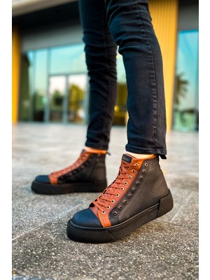 Blazer Kışlık Fermuarlı Erkek Bot Siyah Taba
