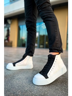 Blazer Kışlık Fermuarlı Erkek Bot Beyaz Siyah