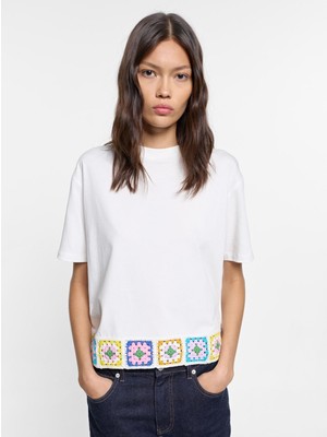 Parfois Kadın %100 Pamuk Kroşe T-Shirt