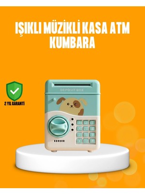 Uslucan Alışveriş Su Yeşili Atm Kasa Görünümlü Elektronik Şifreli Çocuk Kumbarası