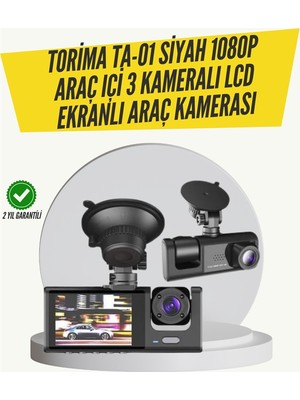 Kaufhier TA01 3 Kameralı 1080P Araç Kamerası Siyah