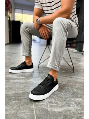 Zerenyus Oxford Üst Kalite Günlük Kalın Taban Erkek Sneaker Siyah Beyaz