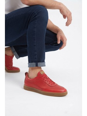 Zerenyus ZRC157 Retro Bağcıklı Yüksek Kalite Günlük Erkek Sneaker Kırmızı