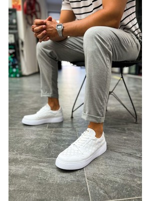 Zerenyus Oxford Üst Kalite Günlük Kalın Taban Erkek Sneaker Beyaz