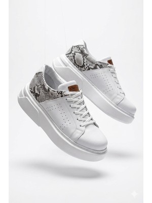Zerenyus Sauerbergg Yüksek Kalite Bağcıklı Kalın Taban Erkek Sneaker Beyaz