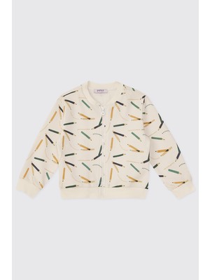 Panço Erkek Bebek Kolej Yaka Ekru Sweatshirt