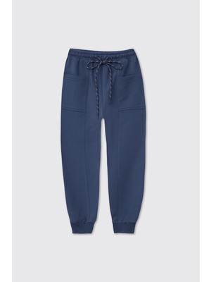 Panço Erkek Çocuk Beli ve Paçası Lastikli Indigo Eşofman Altı