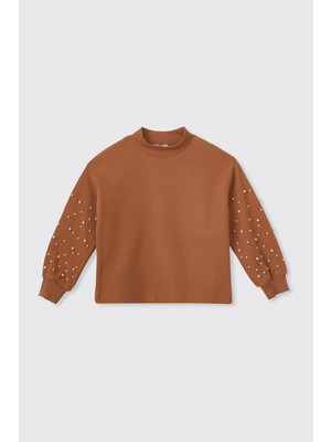 Panço Kız Çocuk Kiremit Sweatshirt