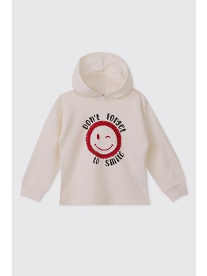 Panço Kız Bebek Ekru-Kırmızı Sweatshirt