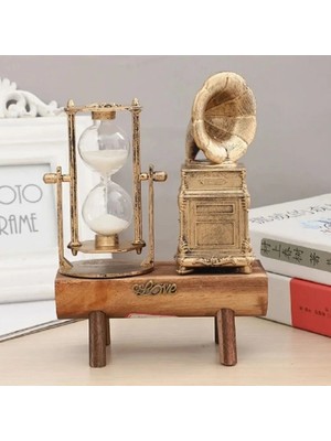 Aslanoğlu Store 14 x 7 cm Plastik Kum Saati Nostaljik Gramafon Tasarımlı