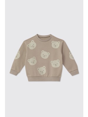 Panço Erkek Bebek Bisiklet Yaka Bej Sweatshirt
