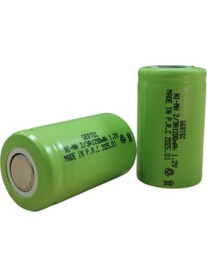 Ankaverse Sertec - 1.2V 1200 Mah - 2/3A - Ni-Mh Şarjlı Pil - (Başsız / Flat Head)