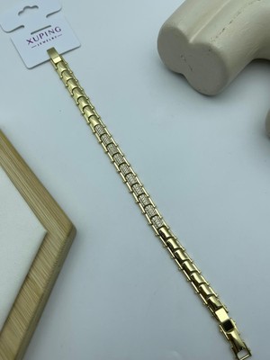 Biju Yılmaz Modern Geometrik Taşlı Xuping Gold Bileklik 26XPB87
