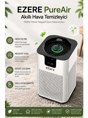 Ankaverse Ezere Pureair Akıllı Hava Temizleyici Hepa Filtreli Negatif Iyon Hava ARITICI-(5775)