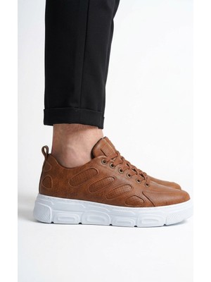 Zerenyus ZRC105 Yüksek Kalite Kalın Taban Bağcıklı Erkek Sneaker Taba