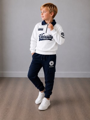 Yiğit Butik Erkek Çocuk Polo Yaka Baskılı Kargo Pantolonlu Alt Üst Takım