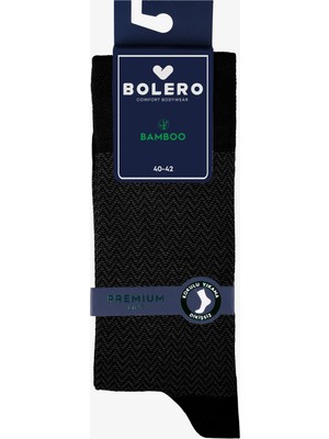Bolero Erkek Premium Dikişsiz Yazlık Bambu Balıksırtı Desenli Çorap Siyah