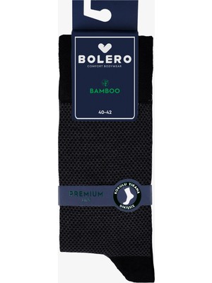 Bolero Erkek Premium Dikişsiz Yazlık Nokta Desenli Bambu Çorap Siyah