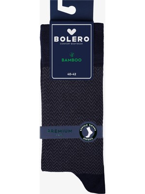Bolero Erkek Premium Dikişsiz Yazlık Bambu Balıksırtı Desenli Çorap Lacivert