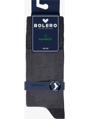 Bolero Erkek Premium Dikişsiz Yazlık Nokta Desenli Bambu Çorap Füme