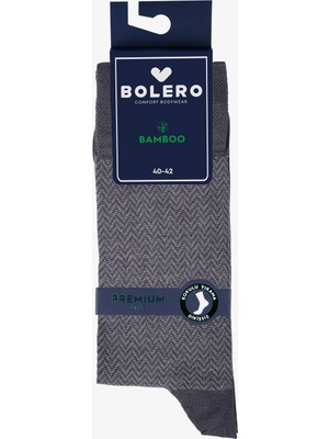 Bolero Erkek Premium Dikişsiz Yazlık Bambu Balıksırtı Desenli Çorap Füme