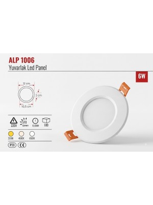 Ycl ALP-1006 Beyaz LED Panel (6500K) 5'li