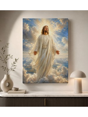 Bk Gift Ilahi Işık ve Gökyüzü Temalı Manevi Dini Dekoratif Kanvas Duvar Tablosu 50X70 cm