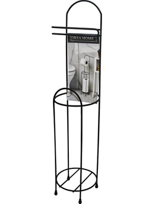 ORSA-976 Ayaklı Wc Kağıtlık Siyah Metal Yedekli - 6'li Paket