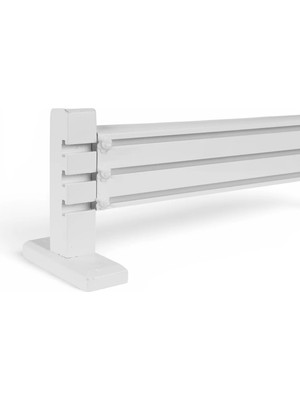 Perdejim Beyaz 150 cm Ahşap Başlıklı 3 Kanallı Alüminyum Dekoratif Ray Korniş