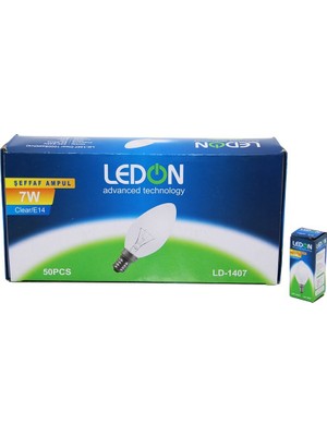 Ledon LD-1407 Gece Lambası Ampulü 220-240V 7W E-14 2700K 55 Lumen 1.000 Saat Ömür Şeffaf - 50'li Paket