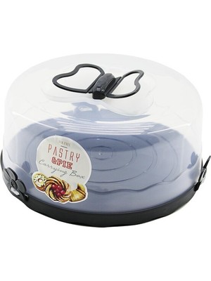 Qlux Ideas Qlux L-00501-2 Kek ve Pasta Fanusu Kulplu Yuvarlak Antrasit Gri Taban - 6'li Paket