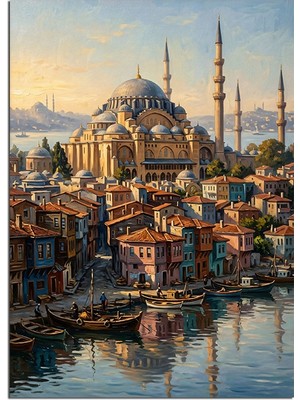 Karizma Tablo Cami ve Boğaz Manzarası Dekoratif Kanvas - Mdf Ahşap Tablo