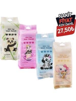 Baysa Enfa Pango KRD-7373 Cep Islak Mendil 14X15CM 8 Adet x 8 Pkt 64 Adet Mini - 60'li Paket