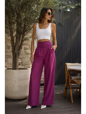 Sateen Kadın Klasik Pantolon Saten