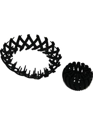 Mujgan MJGN-823 Saç Tokası Akordiyon Topuz Yapma Siyah Plastik Kuş Yuvası Model Aç-Kapa Sıkıştırmalı - 12'li Paket