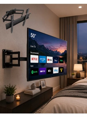Uslucan Alışveriş 32 55 Inç Tv Askı Aparatı Hareketli Duvar Askısı Döner Televizyon Tutucu
