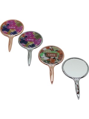 YAKUT-10659 Saplı Tek Taraflı Makyaj Aynası Love Çanta Cep - 24'li Paket