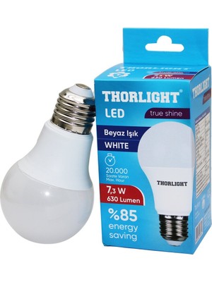Thorlight Thorlıght A-6007B E27 Beyaz LED Ampul 7.3W - 10'li Paket