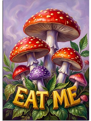 Artmeg Eat Me Renkli Mantarlar Dekoratif Kanvas - Mdf Ahşap Tablo