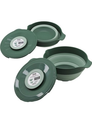 Qlux Ideas Qlux L-00960-3 Mikser Kabı 3250ML 2in1 Yeşil Kapaklı Silikon Plastik Katlanabilir - 8'li Paket