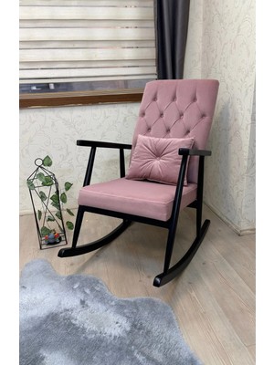 Asedia Trend Pembe Kapitoneli Sallanan Sandalye | Tekli Koltuk | Dinlenme Koltuğu