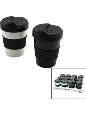 Qlux Ideas Qlux L-00986 Cozy Kahve Bardak 500ML No-2 Plastik Silikon Kaplama Göbek Yudumlama Ağızlıklı Kapak - 24'li Paket