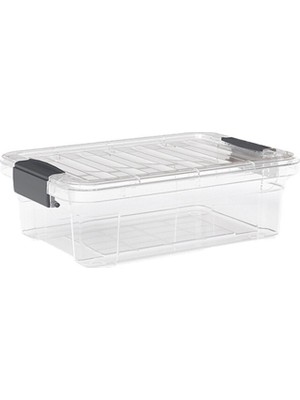 Dünya DP-33104-102 Çok Amaçlı Saklama Kutusu ve Organizer 360X250X115MM 7lt Şeffaf Kilitli Kapak - 12'li Paket