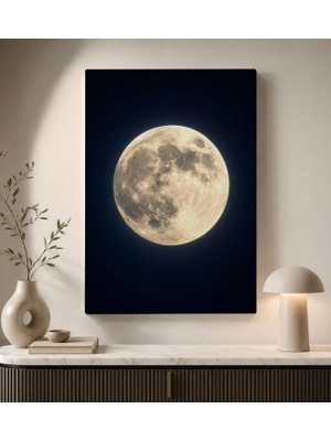 Bk Gift Dolunay Manzarası Minimalist Gece Gökyüzü Uzay Temalı Modern Kanvas Duvar Tablosu 50X70 cm