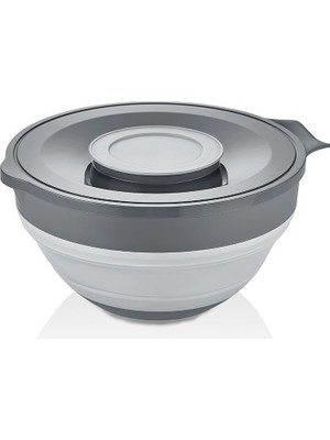 Qlux Ideas Qlux L-00960-2 Mikser Kabı 3250ML 2in1 Kapaklı Silikon Plastik Katlanabilir Gri - 8'li Paket