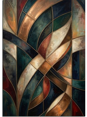 Artmeg Geometrik Soyut Renkli Şeritler Dekoratif Kanvas - Mdf Ahşap Tablo