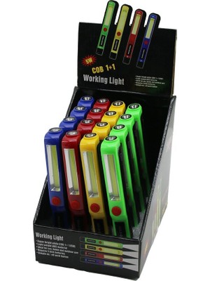 Gold Orion Gold Orıon Working Light Ledli El Feneri 17CM Cob 1+1-Led: 5W Pilli Mıknatıslı Kalem Model Cep - 16'li Paket